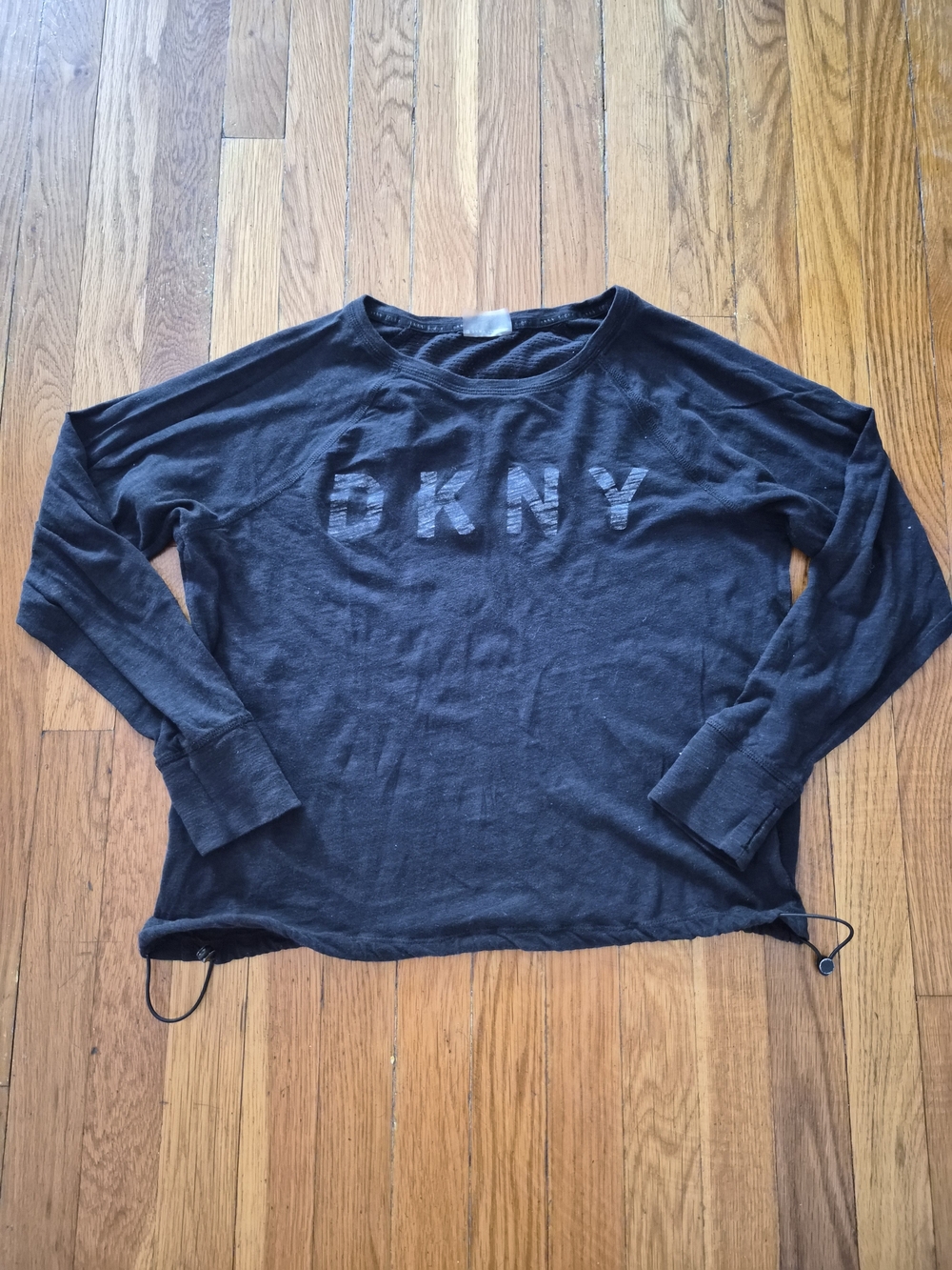 DKNY Black Long Sleeve Logo Top